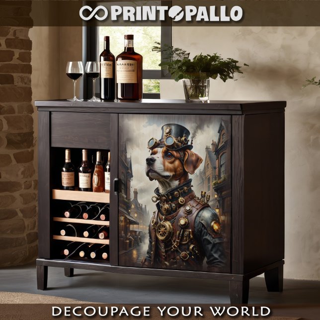 Papier Mousseline Chien beagle steampunk dans une ville victorienne  (Créateur téléchargé)