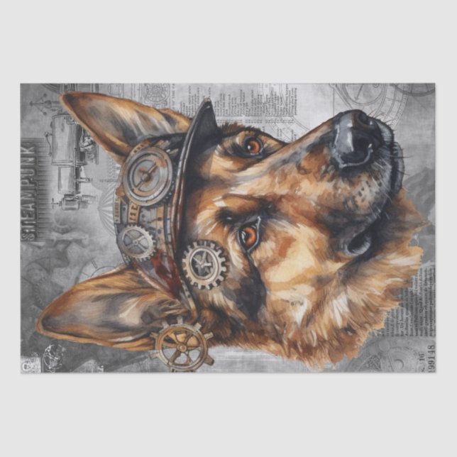 Papier Mousseline Chien berger allemand Steampunk (Recto)