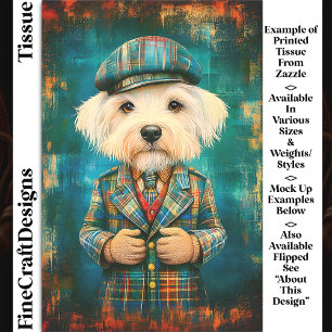 Papier Mousseline Chien Blanc En Gentilhomme Campagnard DK6LF Découp