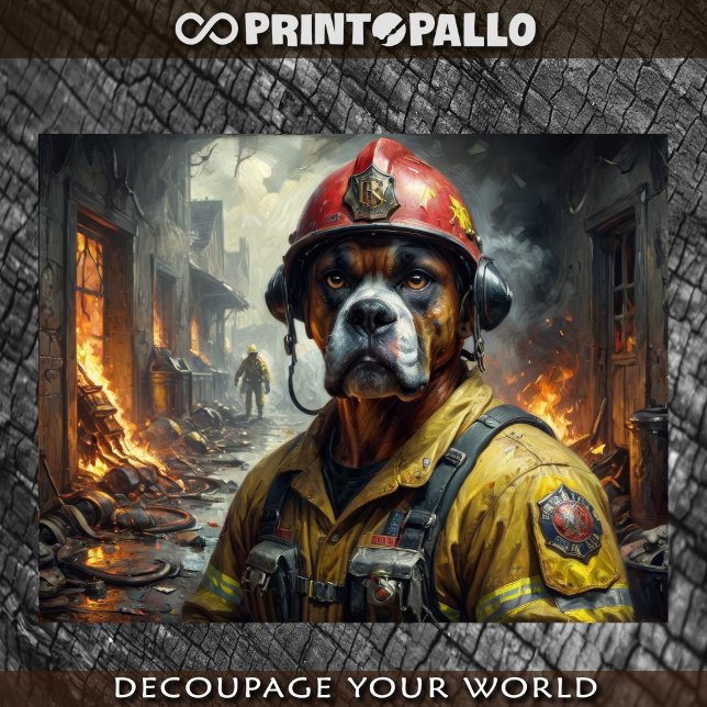 Papier Mousseline Chien boxer en tant que pompier -  (Créateur téléchargé)