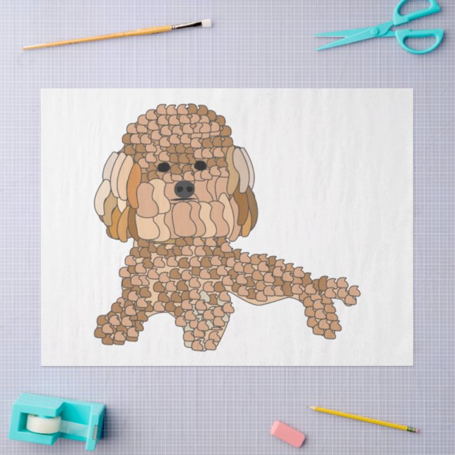 Papier Mousseline Chien Caniche  (Artisanat)