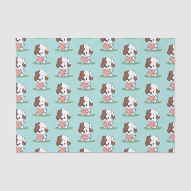 Papier Mousseline Chien Chien Chien Avec Un Coeur (Recto)