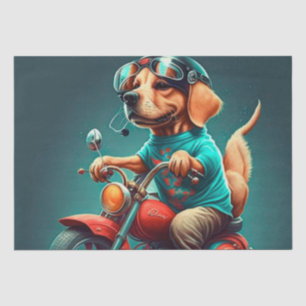 Papier Mousseline Chien cool conduisant une moto