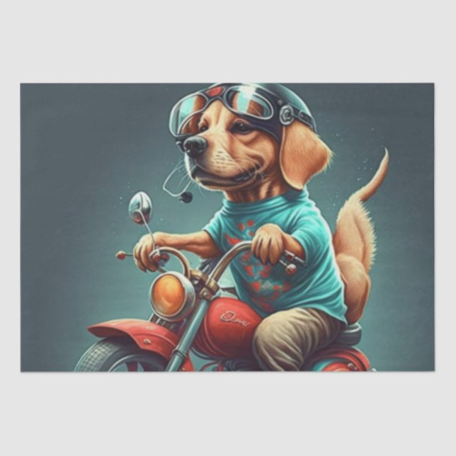 Papier Mousseline Chien cool conduisant une moto (Recto)
