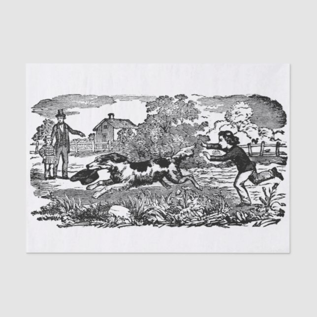 Papier Mousseline Chien courant art animal antique illustration vict (Recto)