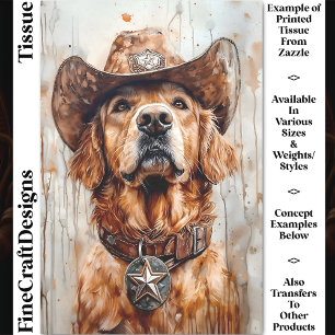 Papier Mousseline Chien cowboy, Golden Retriever DD1 Découpage