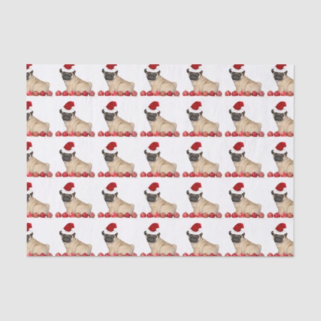 Papier Mousseline Chien de carlin de Noël (Recto)