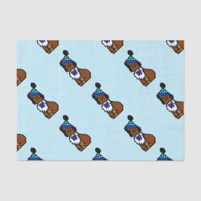 Papier Mousseline Chien de fête bleu (Recto)