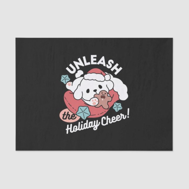 Papier Mousseline Chien de Noël à Santa Hat - Jour de Noël pour Anim (Recto)