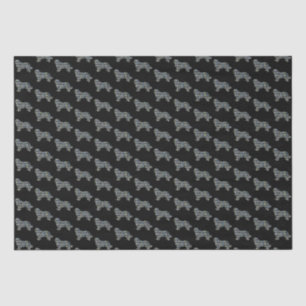 Papier Mousseline Chien de Terre-Neuve Jaune et Grille Bleue Noir