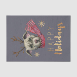 Papier Mousseline Chien drôle de Noël avec des andouillers bonnes