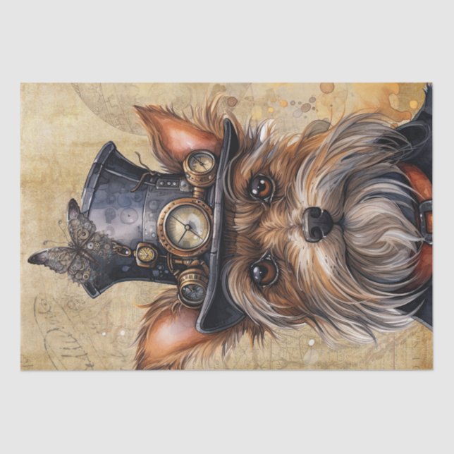 Papier Mousseline Chien du Yorkshire Terrier de Steampunk (Recto)