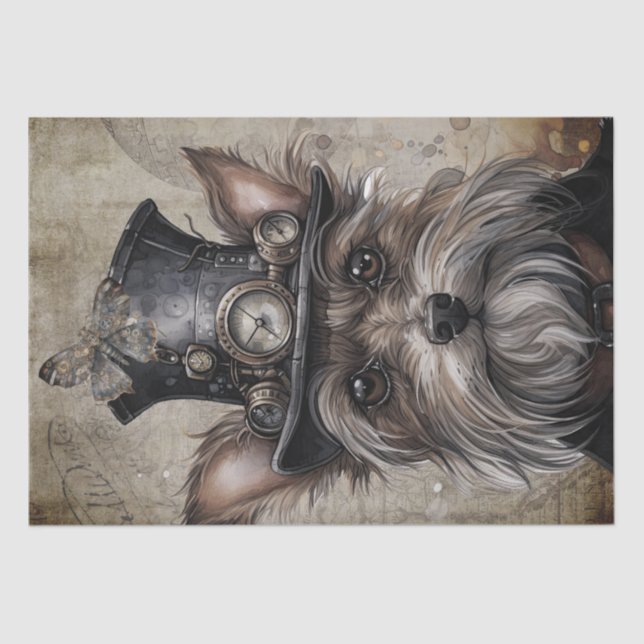 Papier Mousseline Chien du Yorkshire Terrier de Steampunk (Recto)