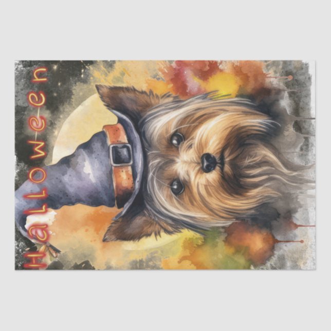 Papier Mousseline Chien du Yorkshire Terrier d'Halloween (Recto)