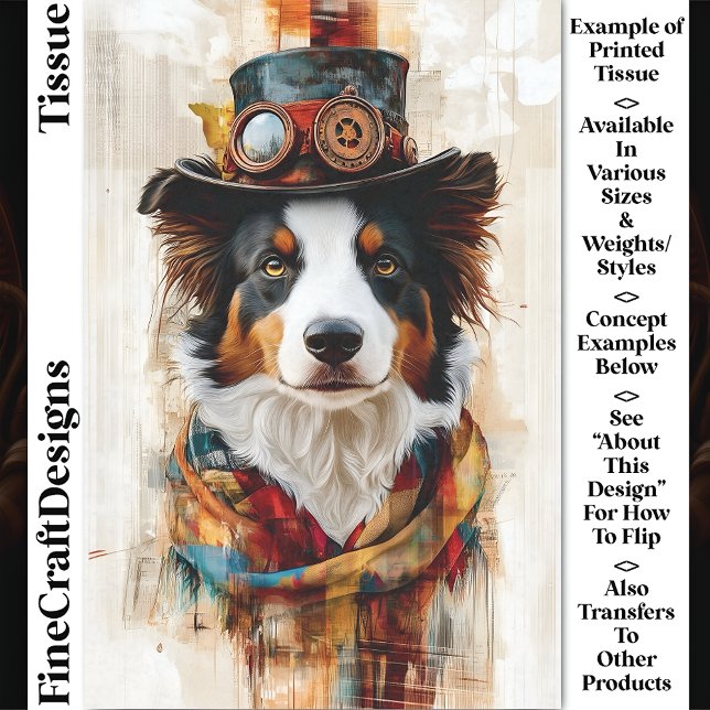Papier Mousseline Chien élégant Steampunk, Haut-de-forme, Écharpe DB (Créateur téléchargé)