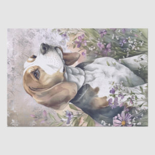 Papier Mousseline Chien Floral beagle