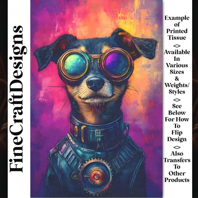 Papier Mousseline Chien Fun Moderne Cyberpunk Steampunk Z4 Découpage (Créateur téléchargé)