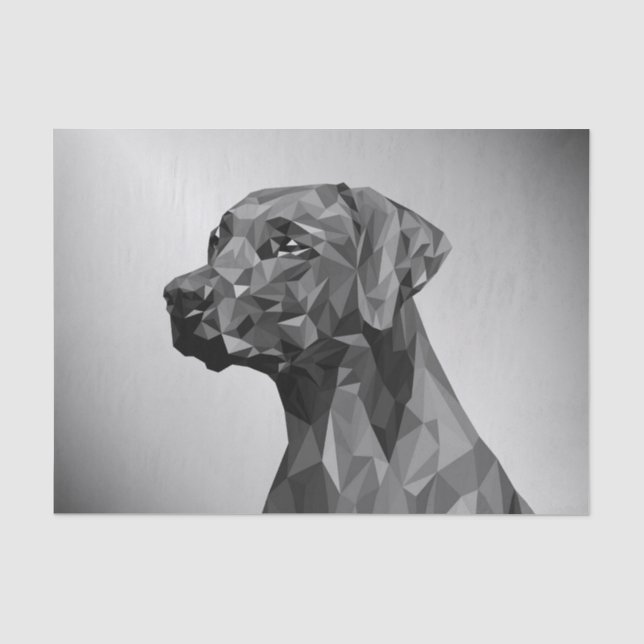 Papier Mousseline Chien géométrique gris (Recto)