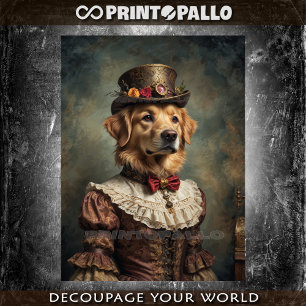Papier Mousseline Chien Golden Retriever noble et élégamment vêtu 