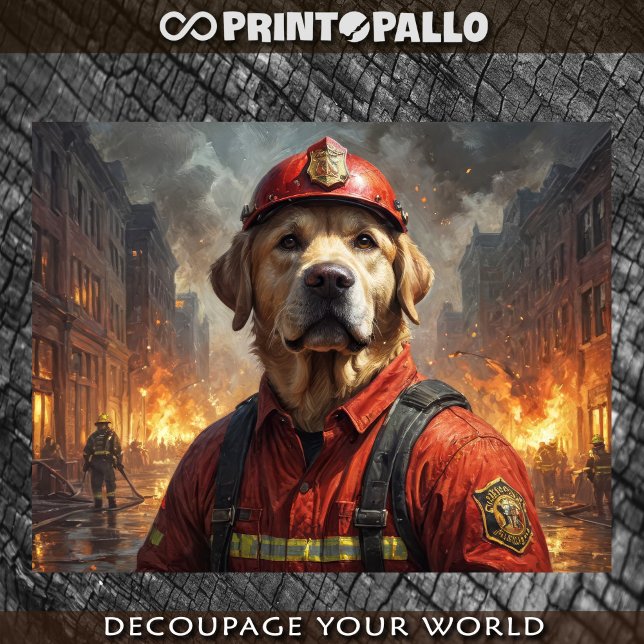 Papier Mousseline Chien labrador en tant que pompier - (Créateur téléchargé)