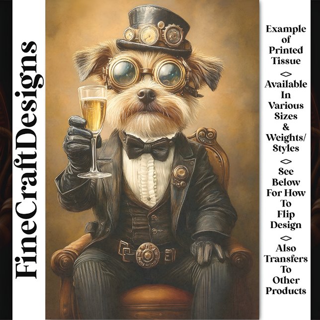 Papier Mousseline Chien mignon `En Costume Toasting Chevaux AH3O Dec (Créateur téléchargé)