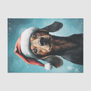 Papier Mousseline Chien mignon portant le chapeau du Père Noël Dachs