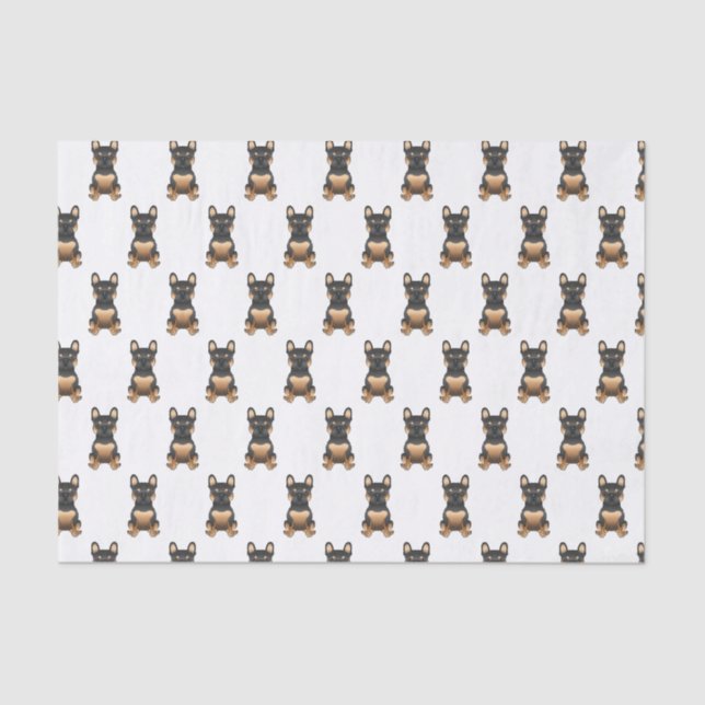 Papier Mousseline Chien noir et blanc / Motif de Chien français (Recto)
