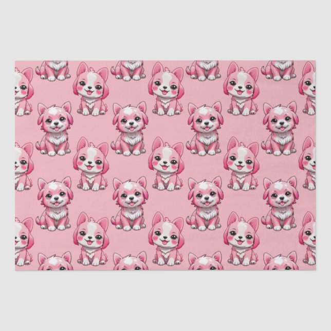Papier Mousseline Chien rose Motif design - Rose (Recto)