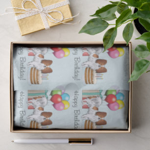 Papier Mousseline Chien rouge et blanc Papillon coloré Anniversaire