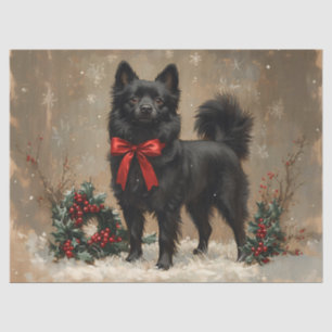 Papier Mousseline Chien Schipperke de Noël avec découpage de la cord