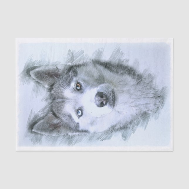 Papier Mousseline Chien sibérien Husky (Recto)