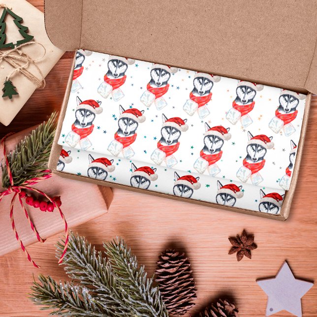 Papier Mousseline Chien sibérien Husky race Étoiles de Noël (Créateur téléchargé)