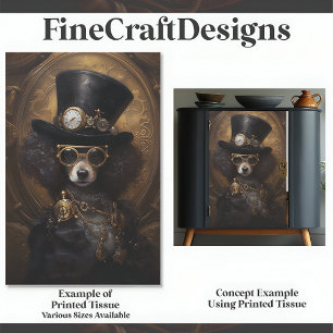 Papier Mousseline Chien Steampunk Mignon en Chapeau Peinture D3R Déc