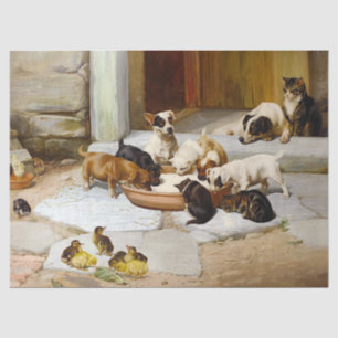 Papier Mousseline Chien vintage Chat Chien Chien Chien Chien Chaton 