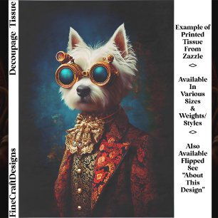 Papier Mousseline Chien Westie Steampunk Luxueux Découpe EZ6L