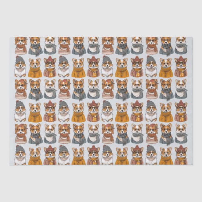 Papier Mousseline Chiens de Corgi gallois branchés (Recto)