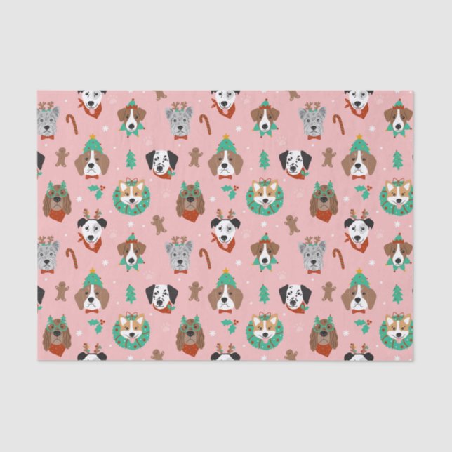 Papier Mousseline Chiens de Noël en Accessoires de vacances Motif (Recto)