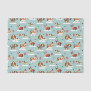 Papier Mousseline Chiens de Noël en Motif d'Écharpes douillettes