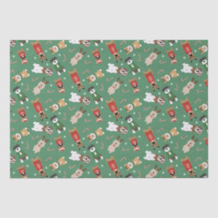 Papier Mousseline Chiens de Noël Motif Rouge Vert