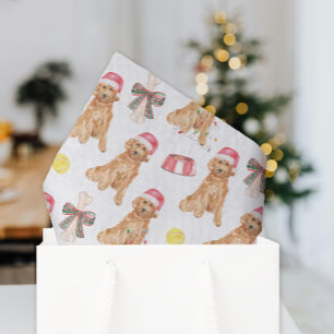 Papier Mousseline Chiens de Noël Père Noël Watercolor
