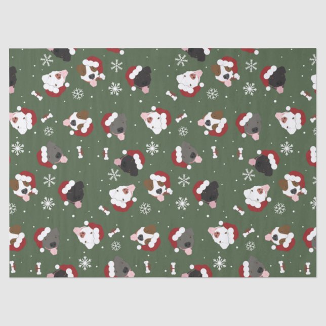 Papier Mousseline Chiens de Noël sur Green (Recto)
