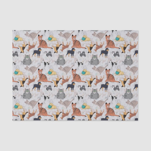 Papier Mousseline Chiens Et Chats Cutes Design Motif (Recto)