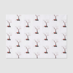 Papier Mousseline Chiens et Robin de Scottie en hiver saisonnier