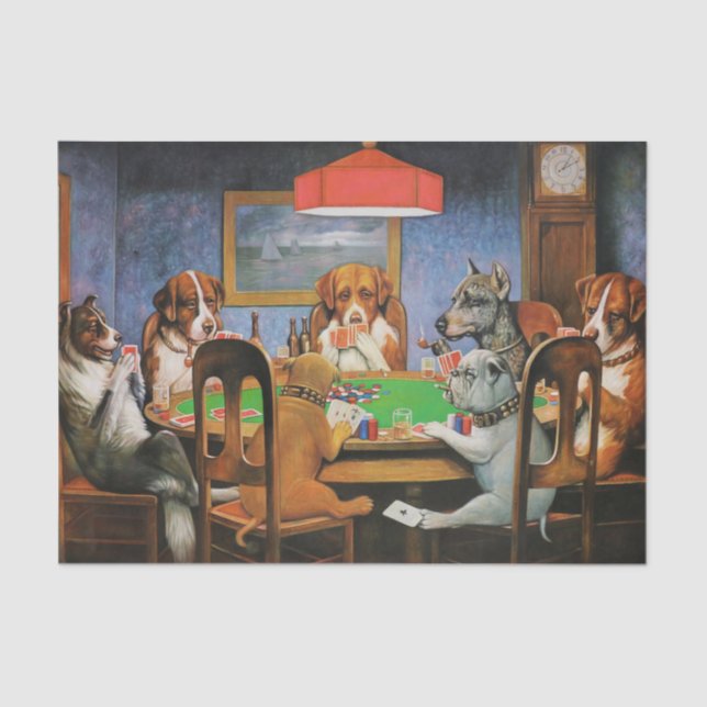 Papier Mousseline Chiens jouant au poker par C.M. Coolidge (Recto)