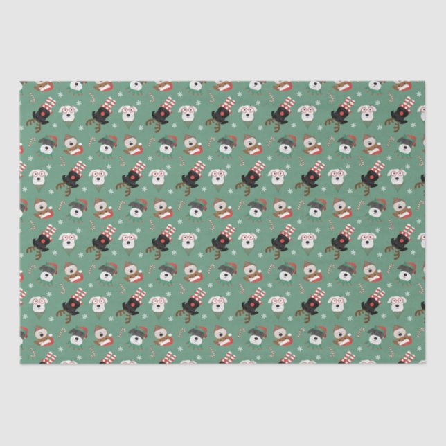 Papier Mousseline Chiens Schnauzer de Noël (Recto)