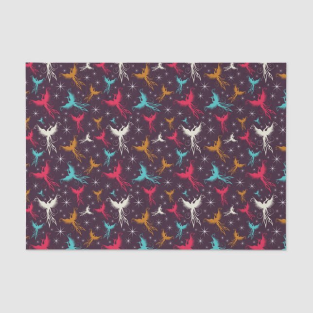 Papier Mousseline Chiffre motif d'oiseaux de Phoenix (Recto)