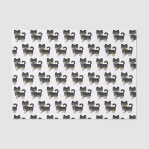 Papier Mousseline Chihuahua à poil long noir et feu Motif de chien m