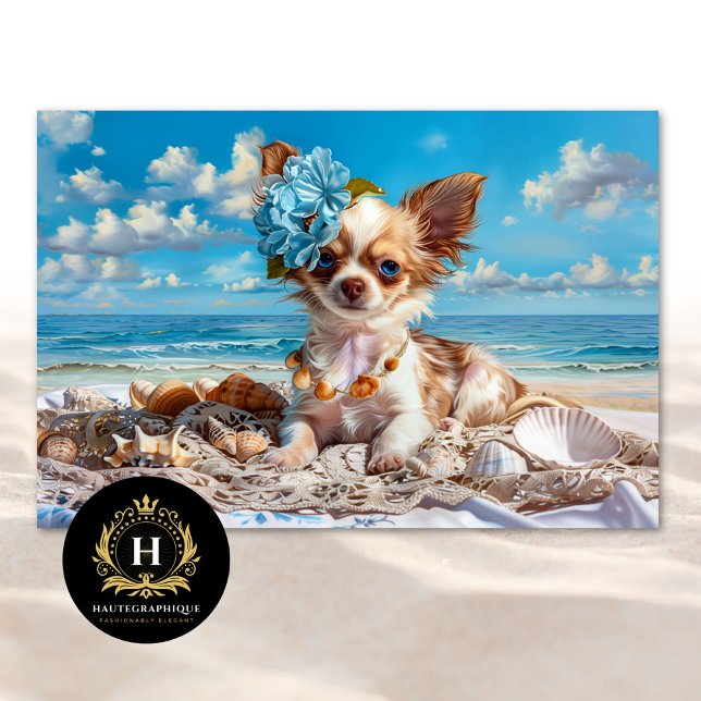 Papier Mousseline Chihuahua chiot plage chic découpage (Créateur téléchargé)