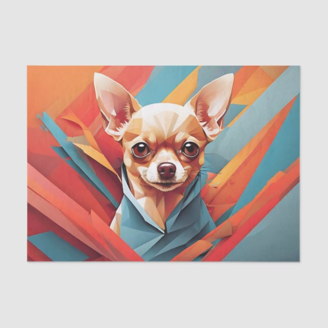 Papier Mousseline Chihuahua géométrique (Recto)