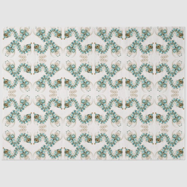 Papier Mousseline Chimera - Peacock Seahorse Tissus Paper (Recto)